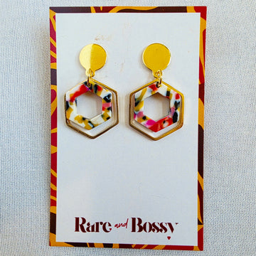 Pink Layered Hexagon Dangles