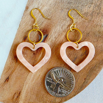 Blush Pink Heart Drop Dangles