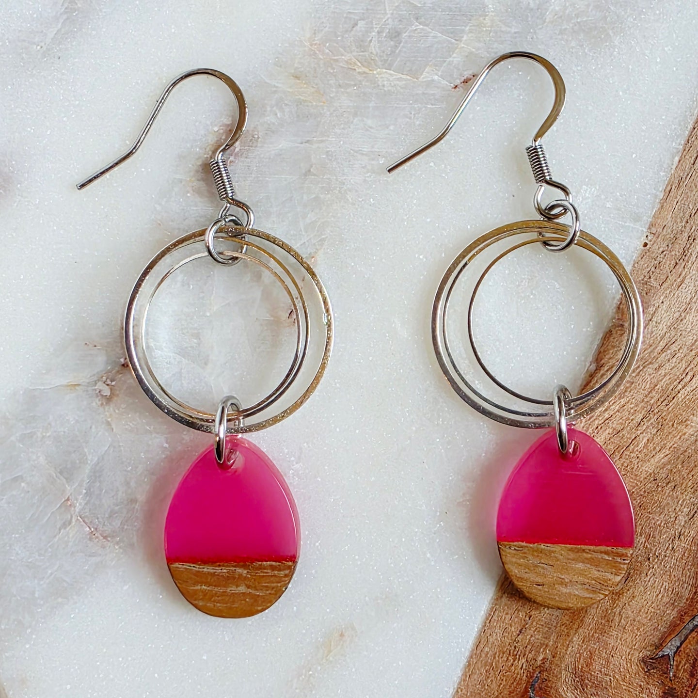 Hot Pink Mini Teardrop Dangles