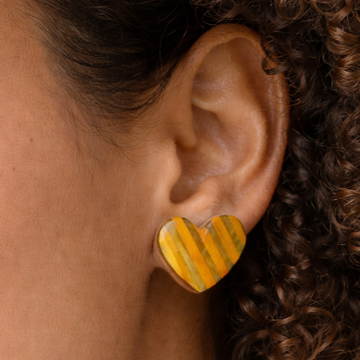 Orange Heart Studs