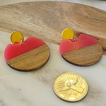 Hot Pink Circle Drop Dangles