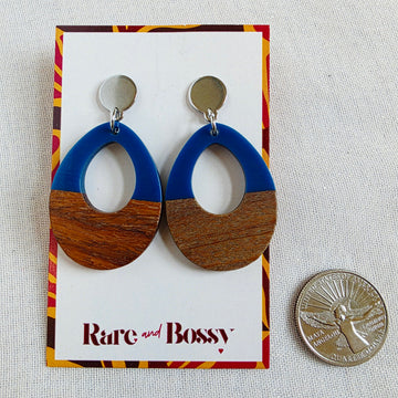 Dark Blue Open Teardrop Dangles