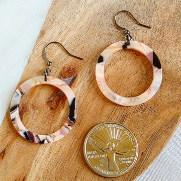 Blush Pink Marble Open Circle Dangles
