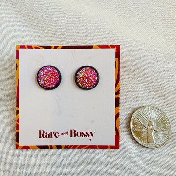 Rose Pink Druzy Studs