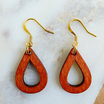 Brown Open Mini Teardrop Dangles