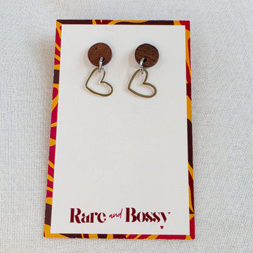 Wood Heart Drop Dangles