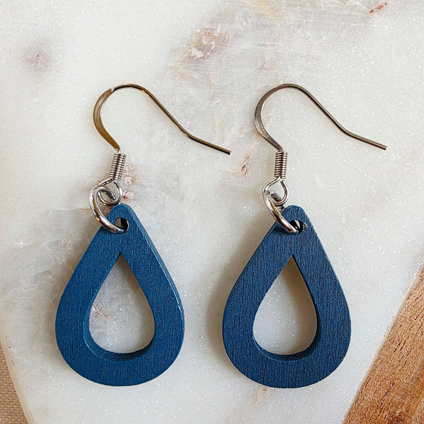Blue Open Mini Teardrop Dangles