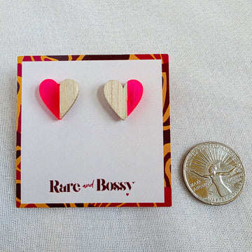Hot Pink Heart Studs