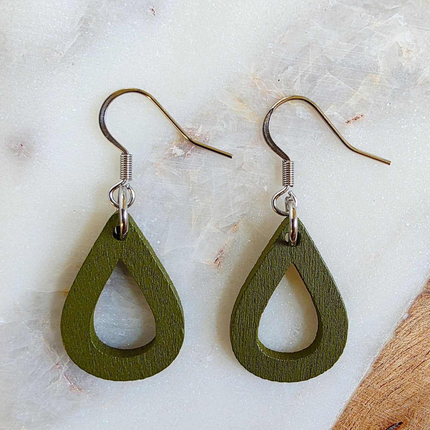 Green Open Mini Teardrop Dangles