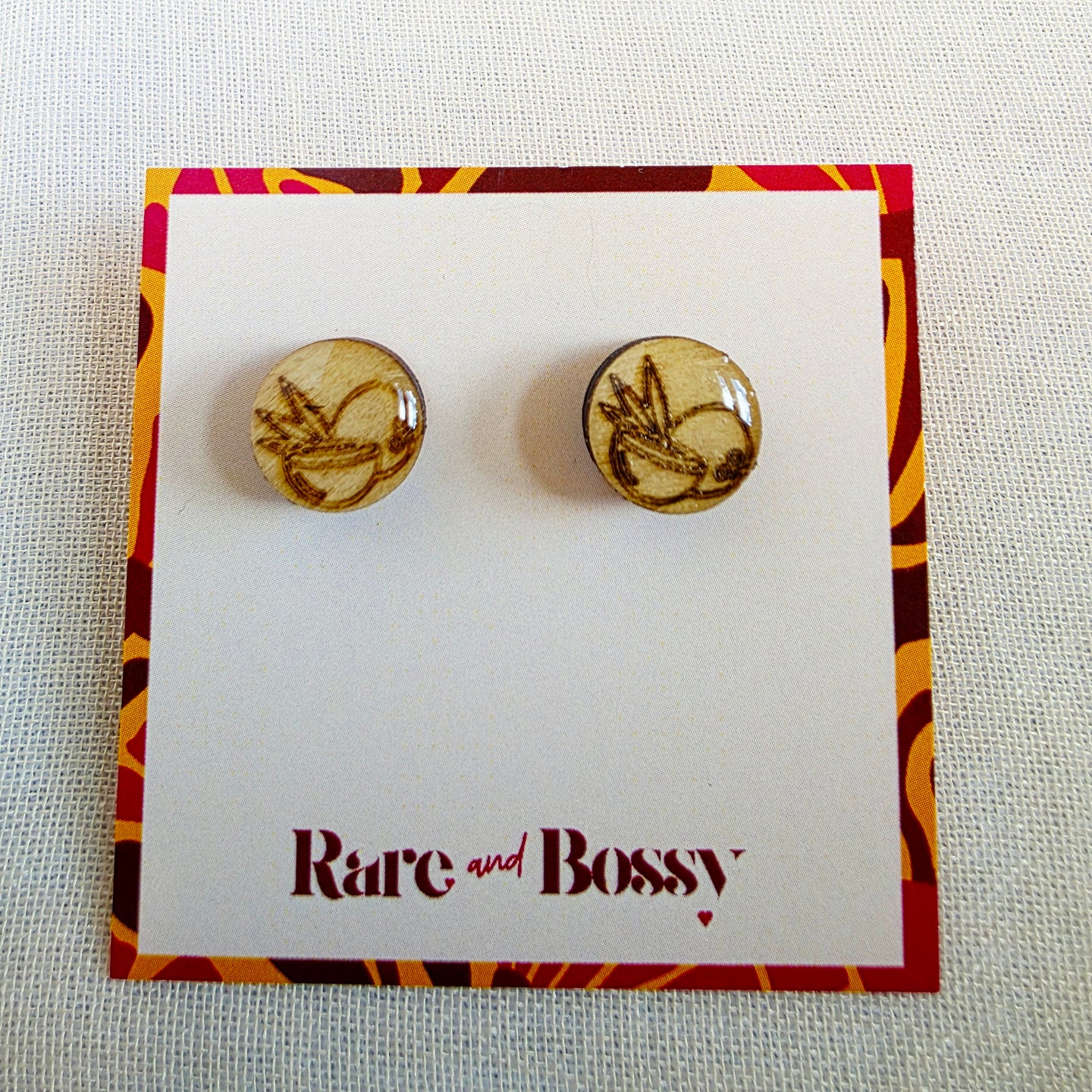 Coconut Wood Resin Studs