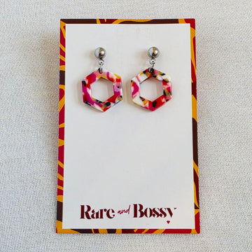 Pink Mini Hexagon Dangles