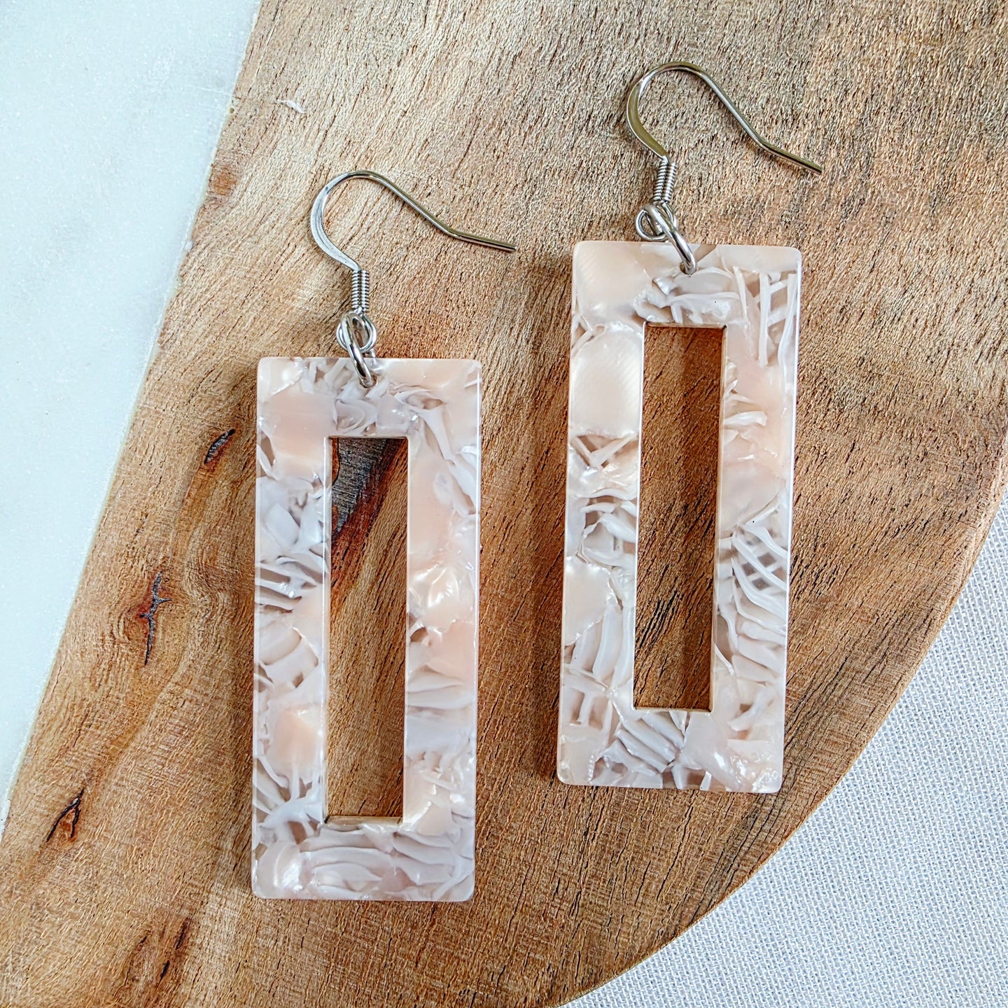 Blush Pink Rectangle Dangles