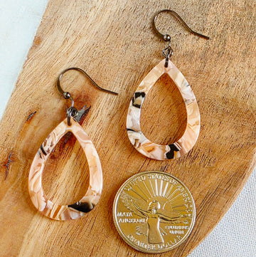 Blush Pink Marble Open Teardrop Dangles