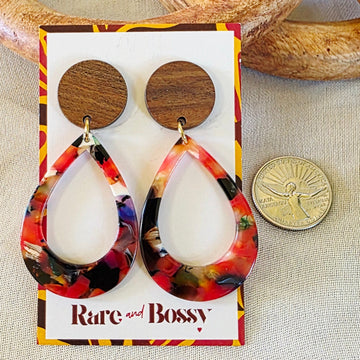 Red Confetti Teardrop Dangles