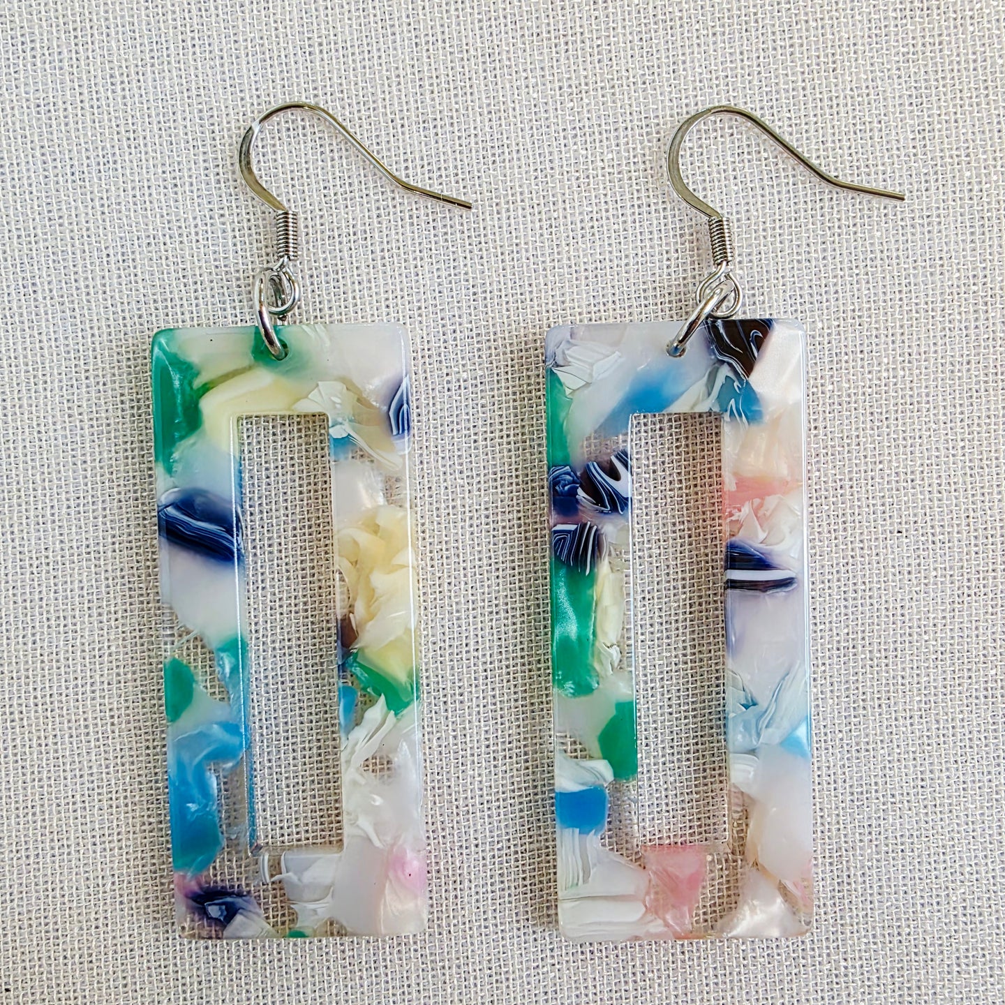 Blue Marble Rectangle Dangles