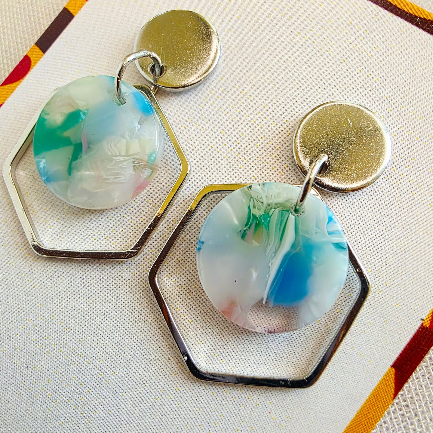 Light Green Hexagon Layered Dangles