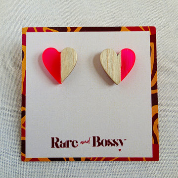 Hot Pink Heart Studs