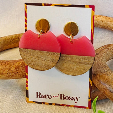 Hot Pink Circle Drop Dangles